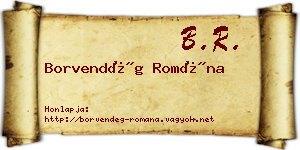 Borvendég Romána névjegykártya